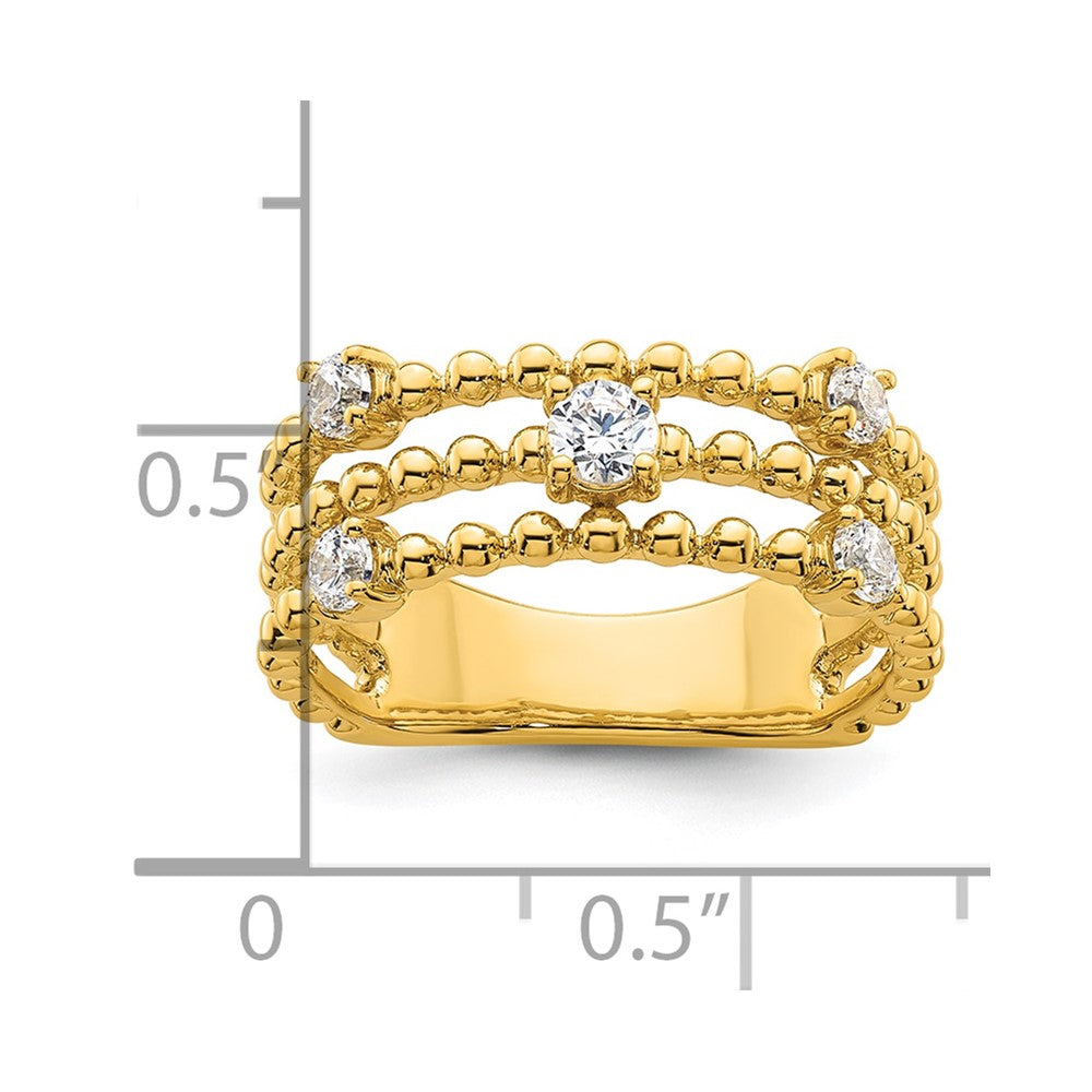 True Origin 14K Yellow Gold 3/8 carat Lab Grown Diamond VS+ F+ Complete Triple Wedding Band Ring