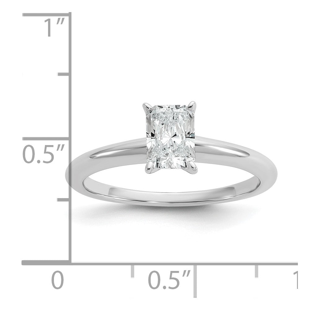 14K White Gold 3/4 carat Certified Lab Grown Diamond VS+ F+ Radiant Solitaire Complete Engagement Ring
