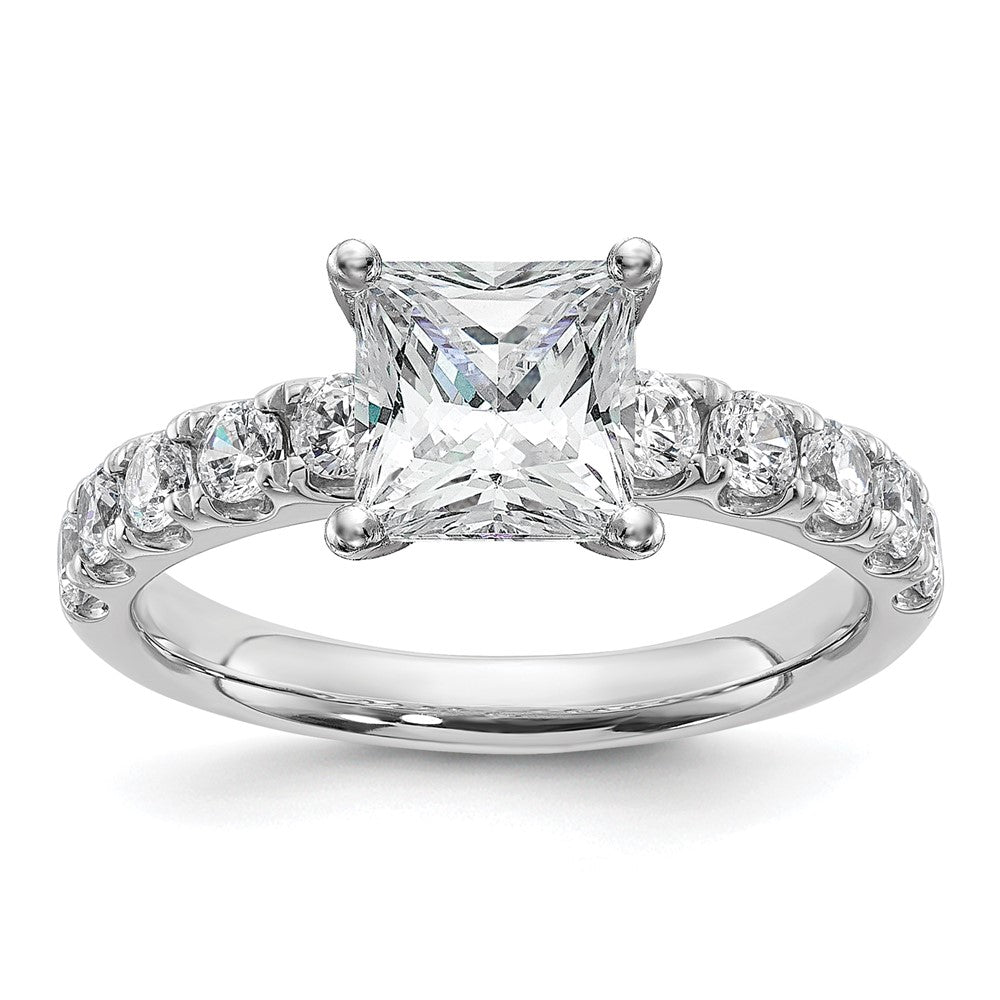 14K White Gold Certified 2 3/4 carat Lab Grown Diamond VS+ F+ Princess Complete Engagement Ring