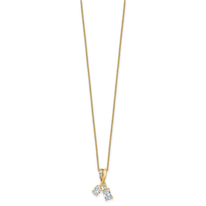 14K Yellow Gold 7/8 carat Lab Grown Diamond VS/SI+ G+ Oval and Radiant Complete 18 Inch Two Stone Pendant Necklace