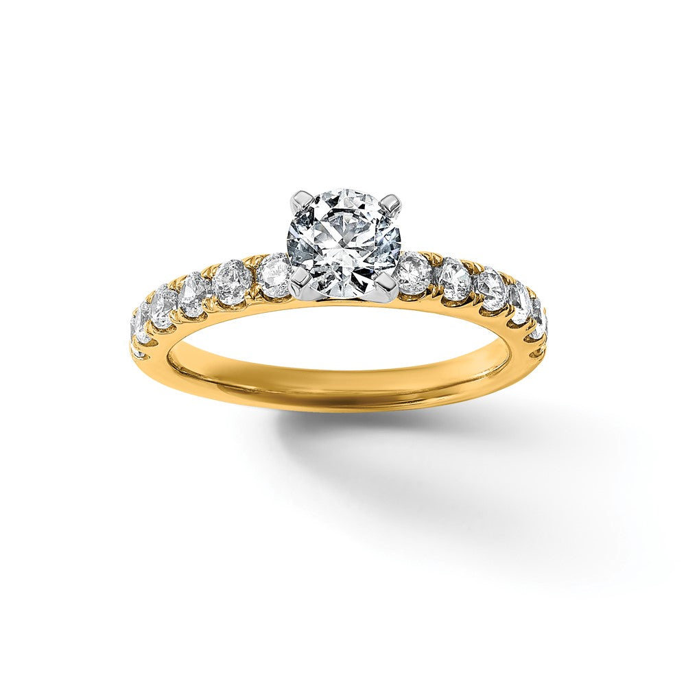 14K Yellow Gold Certified 3 3/4 carat Lab Grown Diamond VS+ F+ Round Complete Engagement Ring