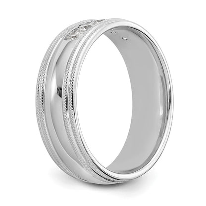 True Origin 14K White Gold 1/2 carat Lab Grown Diamond VS+ F+ Size 9 Complete Double Miligrain Wedding Band Ring