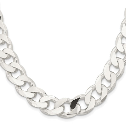 Sterling Silver Rhodium-plated 14.5mm Curb 24 Inch Chain