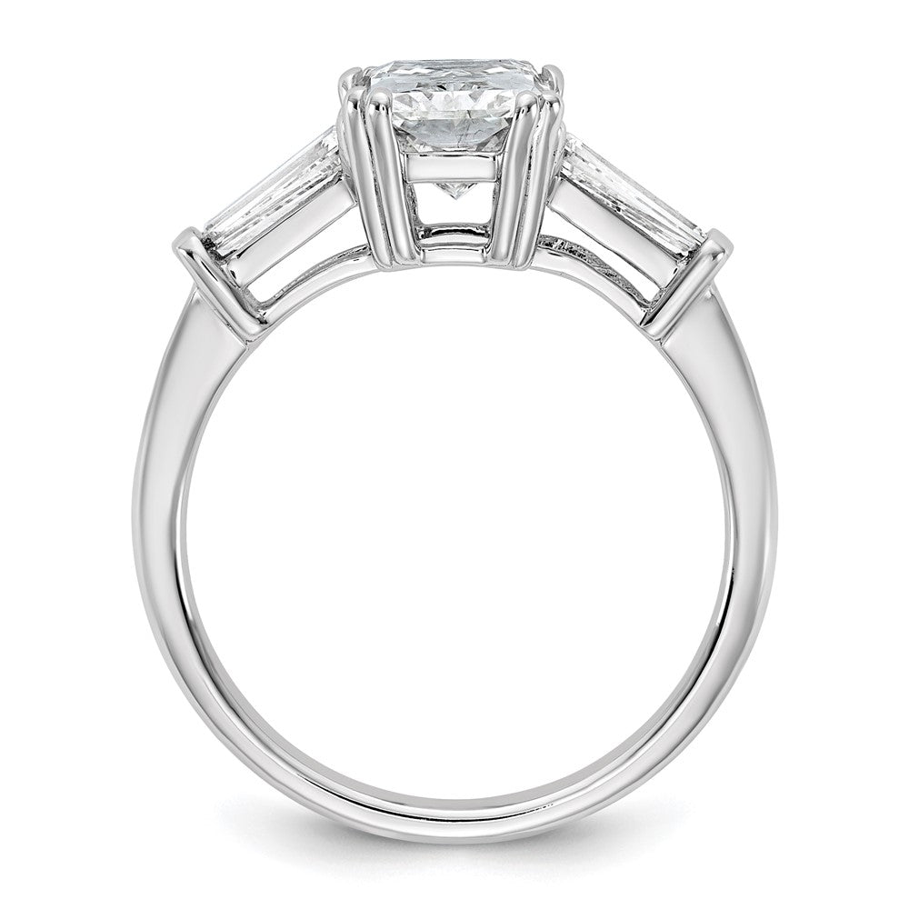 14K White Gold 1/2 carat Lab Grown Diamond VS+ F+ Tapered Baguette Sides 2 carat Radiant Center Semi Mount Engagement Ring