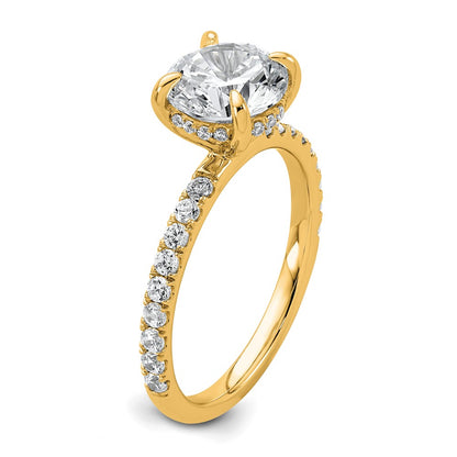 14K Yellow Gold 2 3/8 carat Certified Lab Grown Diamond VS/SI+ G+ Round Complete Solitaire with Flair Engagement Ring