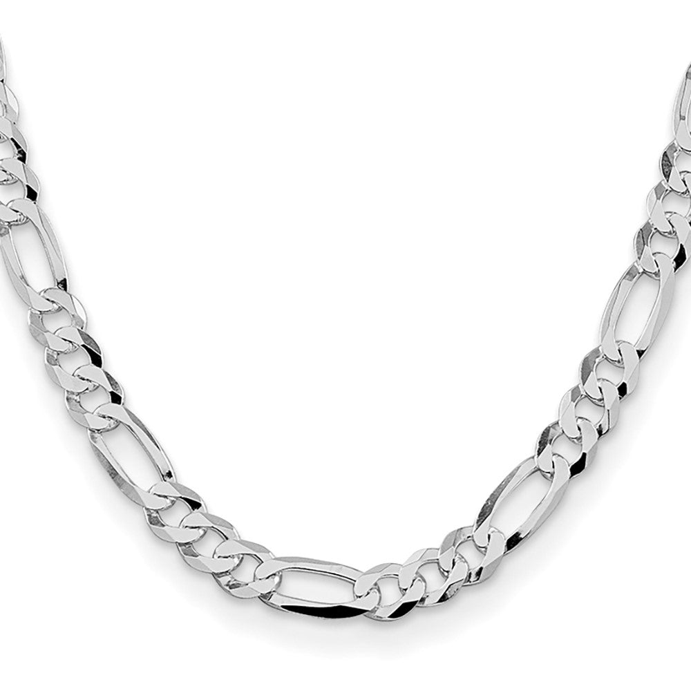 Sterling Silver Rhodium-plated 8.5mm Lightweight Flat Figaro 26 Inch Chain
