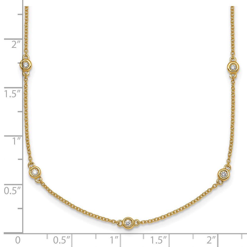 14K Yellow Gold Complete 1/3 carat Bezel-set Diamond and Cable Chain 17-Station 20 Inch Necklace