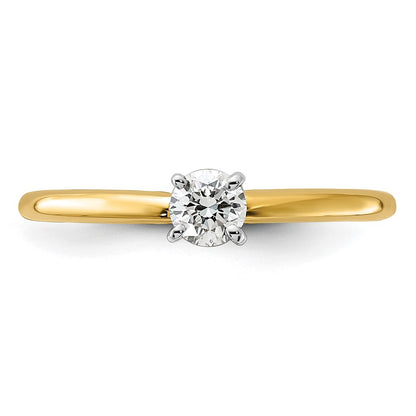14K Two-Tone Gold 1/4 carat Certified Lab Grown Diamond VS+ F+ Round Complete Solitaire Engagement Ring