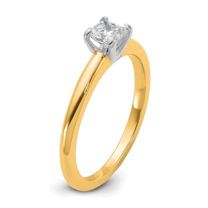 14K Two-Tone Gold Two-tone 1/2 carat Lab Grown Diamond VS+ F+ Princess Complete Solitaire Engagement Ring
