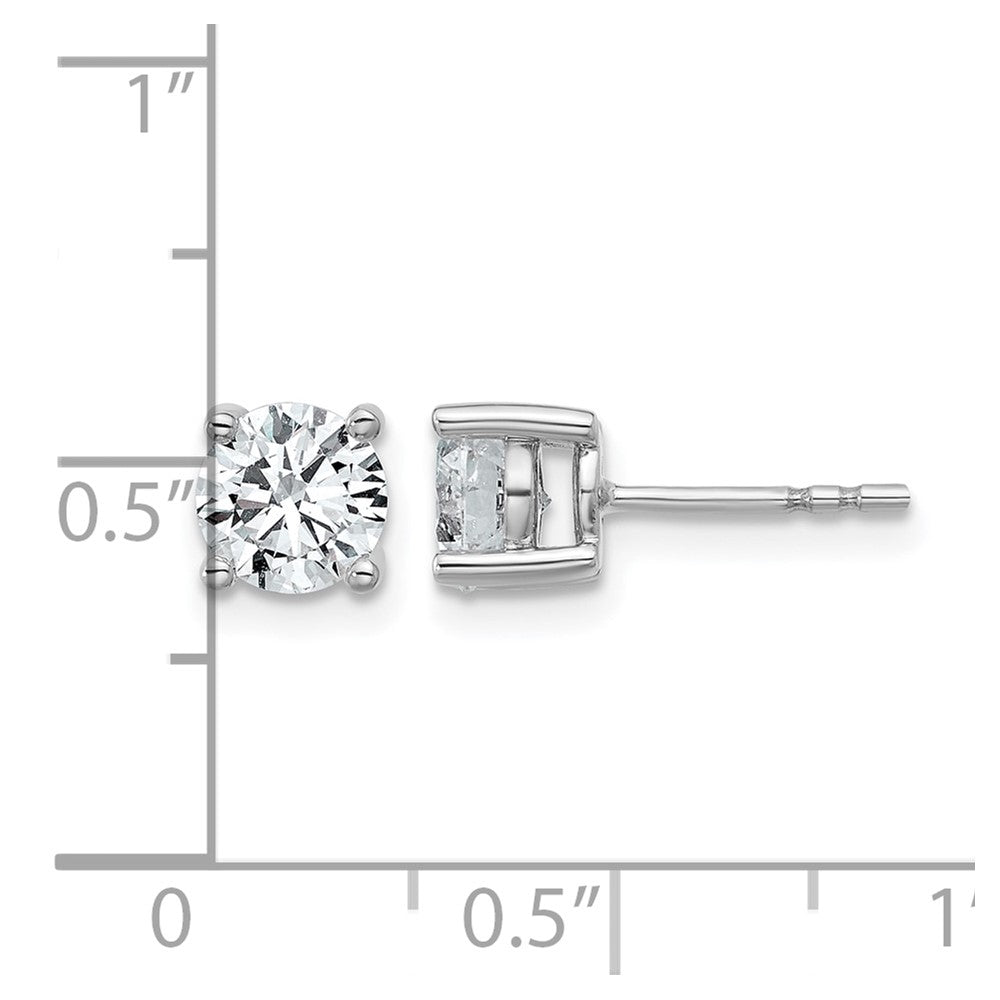 14K White Gold 1 1/2 carat Certified Lab Grown Diamond VS+ F+ Round Complete Four Prong Lightweight Stud Earrings