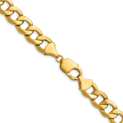 14K Yellow Gold 11.3mm Semi-Solid Curb 20 Inch Chain
