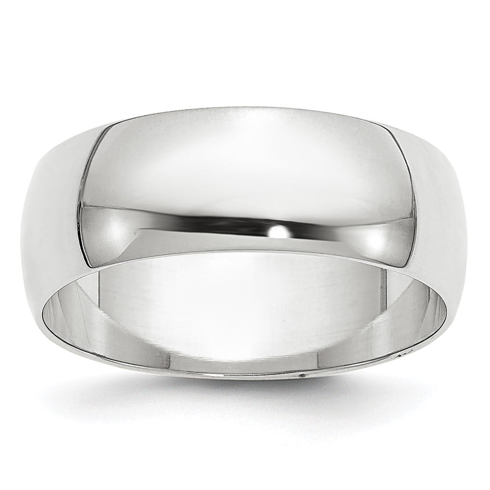 14k White Gold 6.5mm LTW Half Round Wedding Band Ring