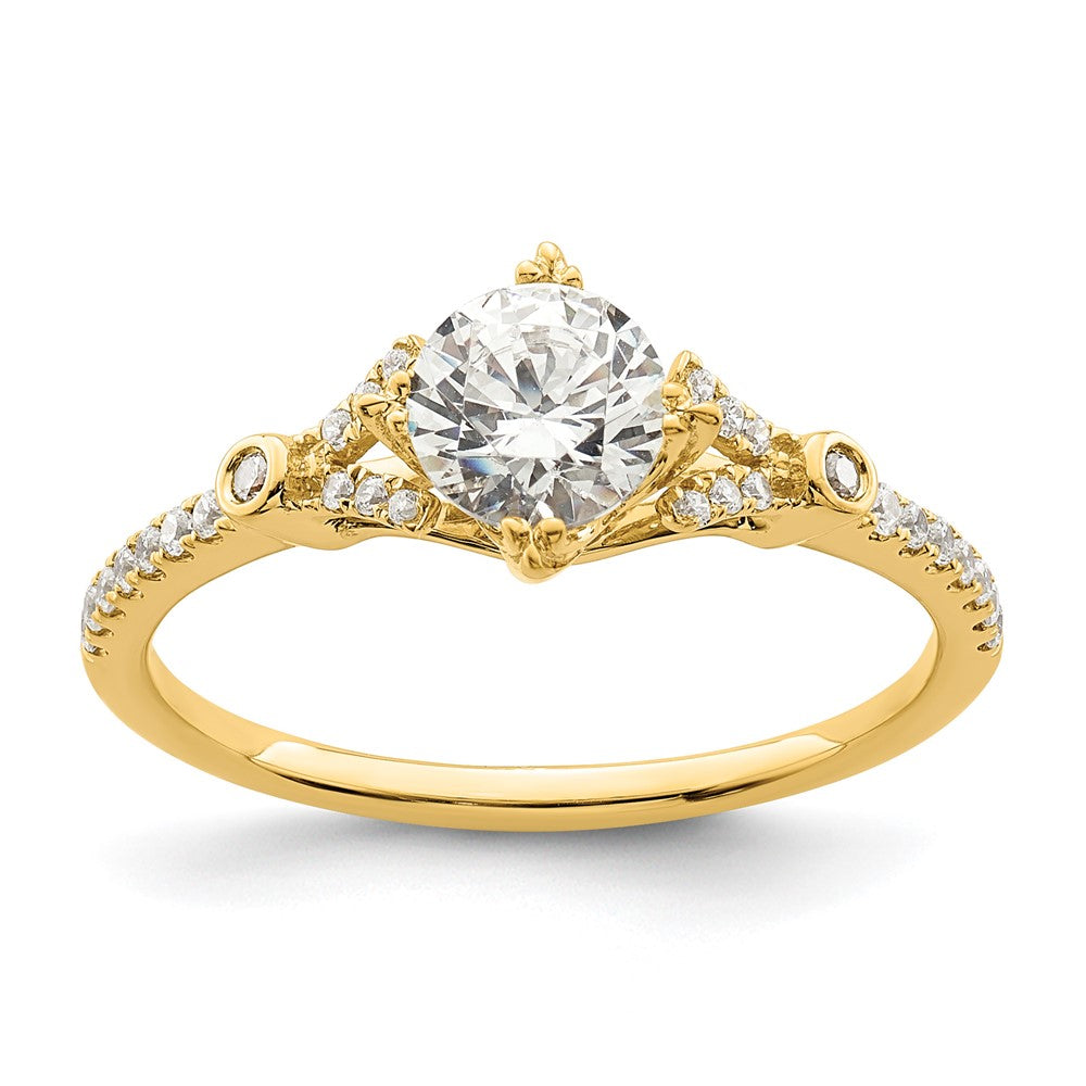 14K Yellow Gold (Holds 3/4 carat (5.8mm) Round Center) 1/8 carat Diamond Semi-Mount Engagement Ring