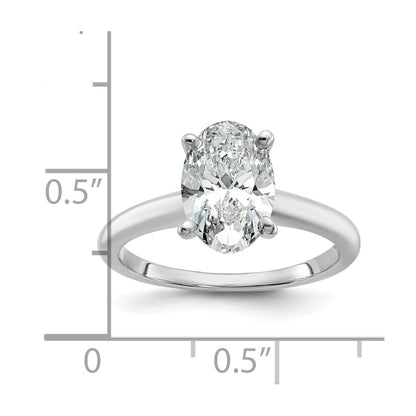 14K White Gold 2 carat Certified Lab Grown Diamond VS+ F+ Oval Complete Solitaire Engagement Ring