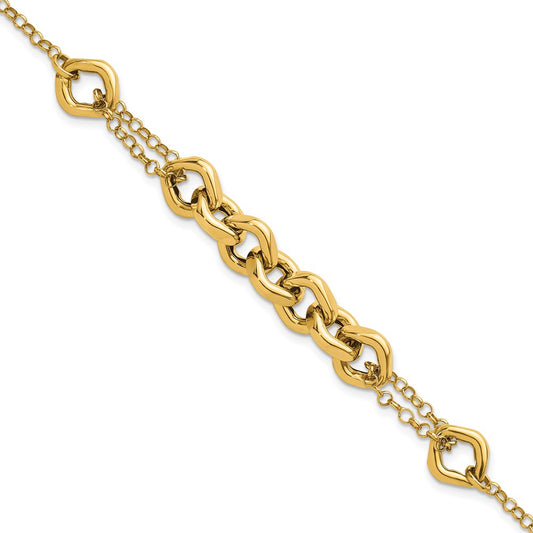 14K Yellow Gold Polished Fancy Multi Link 7.5 Inch Bracelet