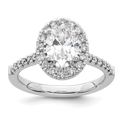 True Origin 14K White Gold 1/2 carat Lab Grown Diamond VS+ F+ Semi-Mount Oval Halo Engagement Ring