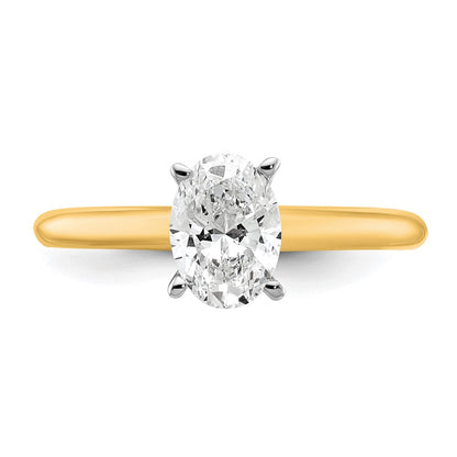 14K Two-Tone Gold 1 carat Lab Grown Diamond VS+ F+ Oval Complete Solitaire Engagement Ring