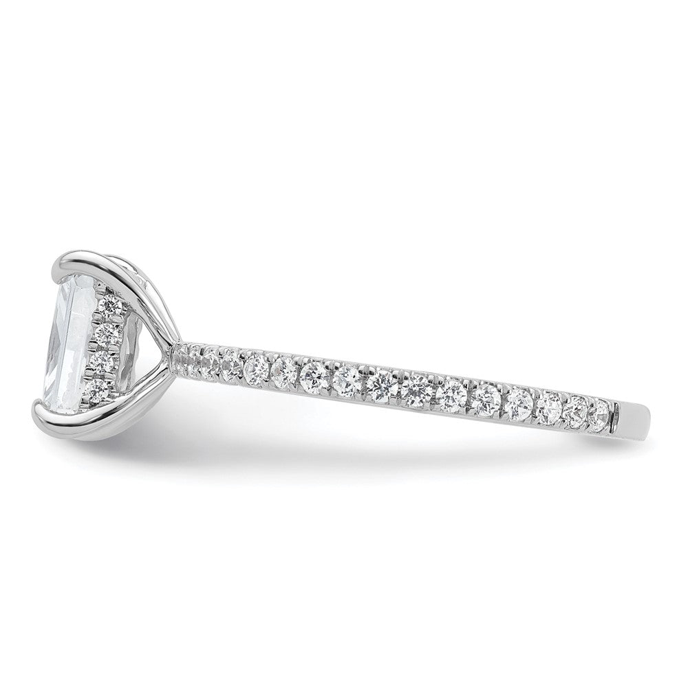 14K White Gold 1 1/3 carat Certified Lab Grown Diamond VS+ F+ Radiant Complete Solitaire with Flair Engagement Ring