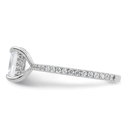 14K White Gold 1 1/3 carat Certified Lab Grown Diamond VS+ F+ Radiant Complete Solitaire with Flair Engagement Ring