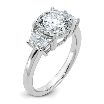 14K White Gold 3 1/2 carat Lab Grown Diamond VS+ F+ Trapezoid Sidestones Complete Engagement Ring