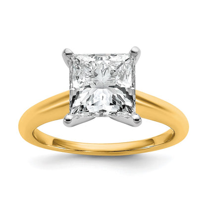 14K Two-Tone Gold Two-tone 3 carat Lab Grown Diamond VS+ F+ Princess Complete Solitaire Engagement Ring