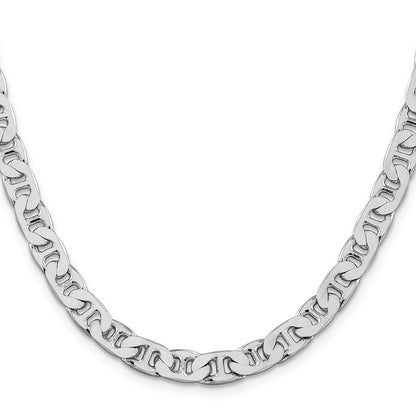 Sterling Silver Rhodium-plated 6.5mm Flat Anchor 22 Inch Chain