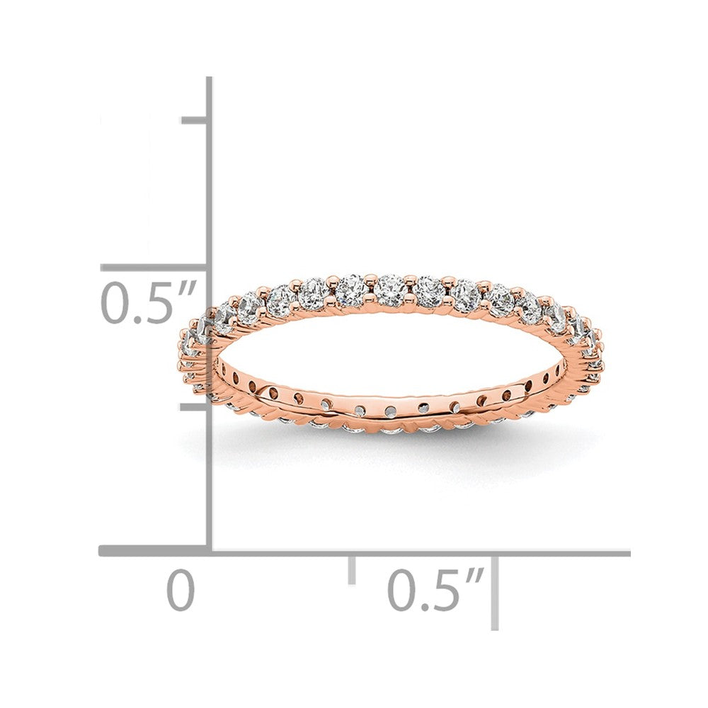 14K Rose Gold Polished Size 5.5 Shared Prong 1/2 carat Diamond Complete Eternity Wedding Band Ring