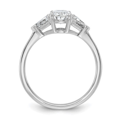 14K White Gold 1 1/2 carat Certified Lab Grown Diamond VS+ F+ Complete Oval and Trillion Three Stone Engagement Ring
