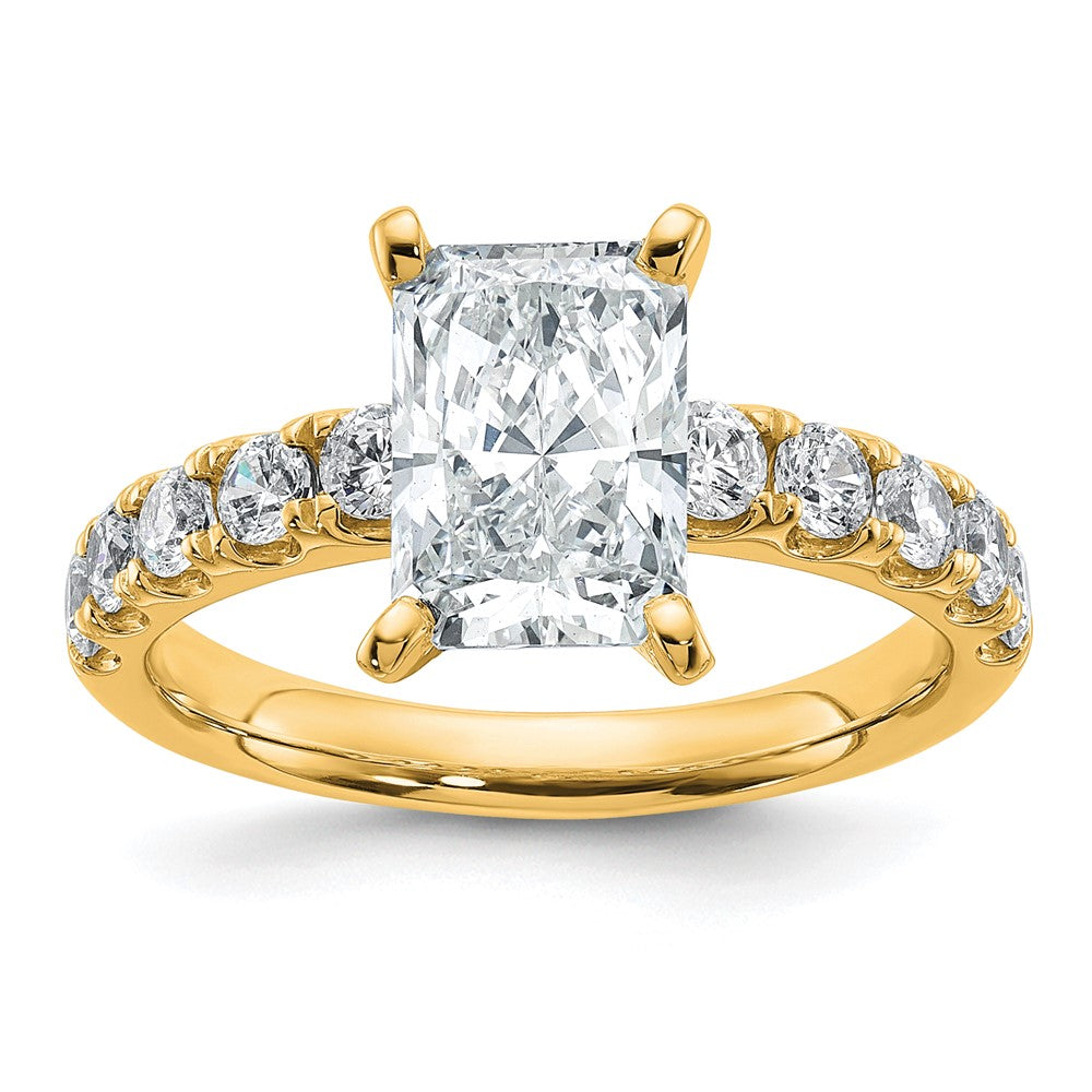 14K Yellow Gold 3 3/4 carat Certified Lab Grown Diamond VS+ F+ Radiant Complete Engagement Ring