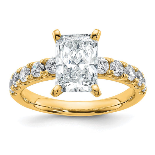14K Yellow Gold 3 3/4 carat Certified Lab Grown Diamond VS+ F+ Radiant Complete Engagement Ring
