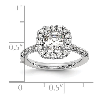 14K White Gold Halo (Holds 1 carat (5.5mm) Asscher-cut Center) 1/2 carat Diamond Semi-mount Engagement Ring