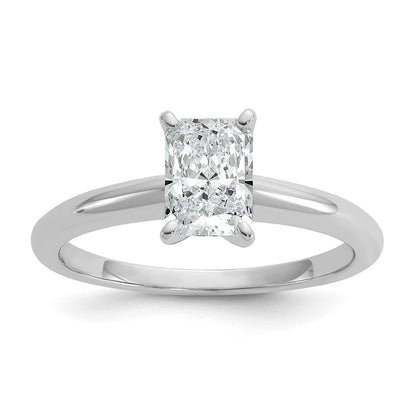 14K White Gold 1 carat Certified Lab Grown Diamond VS+ F+ Radiant Solitaire Complete Engagement Ring