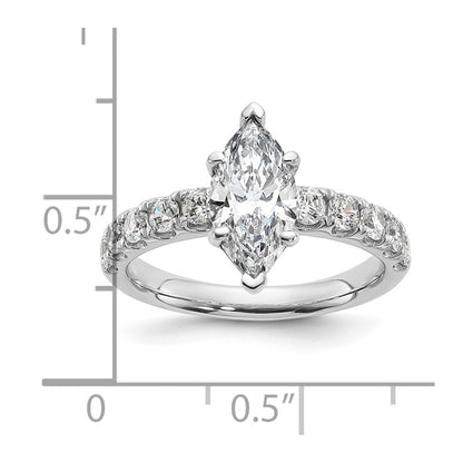 14K White Gold Certified 2 1/5 carat Lab Grown Diamond VS+ F+ Marquise Complete Engagement Ring