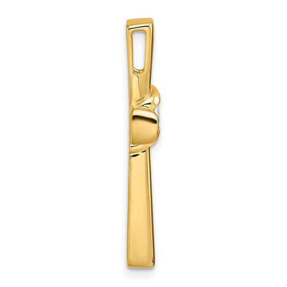 14K Yellow Gold Polished 1/6 carat Diamond Cross Chain Slide