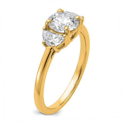 14K Yellow Gold 1 3/8 carat Certified Lab Grown Diamond VS/SI+ G+ Round Complete Three Stone Engagement Ring