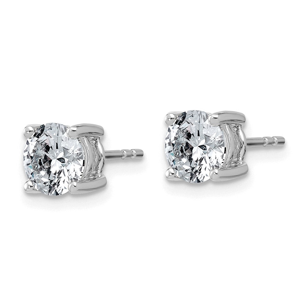 14K White Gold 2 carat Lab Grown Diamond VS/SI+ G+ Round Complete Four Prong Lightweight Stud Earrings