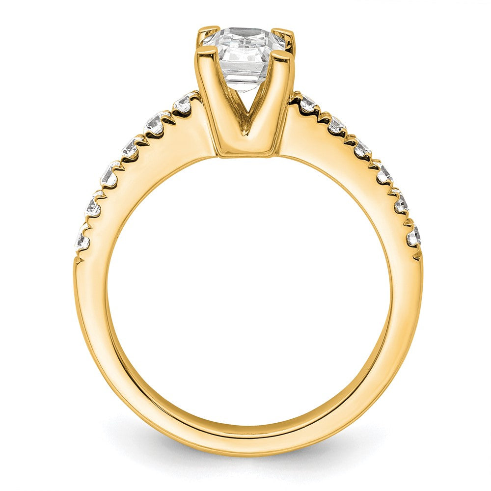 True Origin 14K Yellow Gold 3/8 carat Lab Grown Diamond VS+ F+ Semi-Mount Emerald Engagement Ring