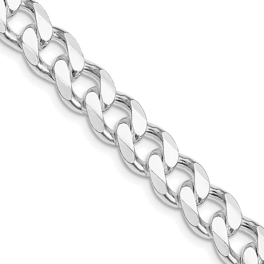 Sterling Silver Rhodium-plated 9.3mm Curb 22 Inch Chain