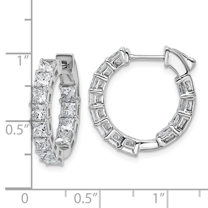 14K White Gold Inside/Outside Cert Lab Grown VS DEF Princess Diamond Hoop Earrings