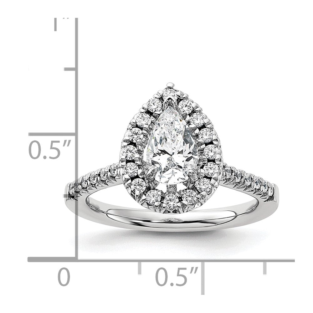 True Origin 14K White Gold 3/8 carat Lab Grown Diamond VS+ F+ Semi-Mount Pear Halo Engagement Ring