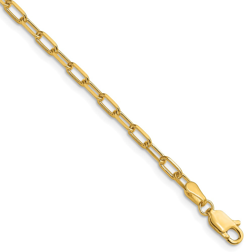 14K Yellow Gold 3.0mm Solid Beveled Paperclip 22 Inch Chain