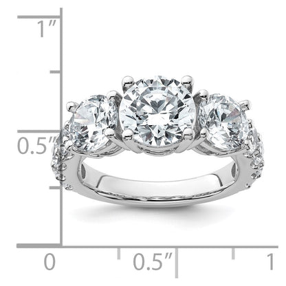 14K White Gold 5 carat Certified Lab Grown Diamond VS/SI+ G+ Round Complete Three Stone Engagement Ring