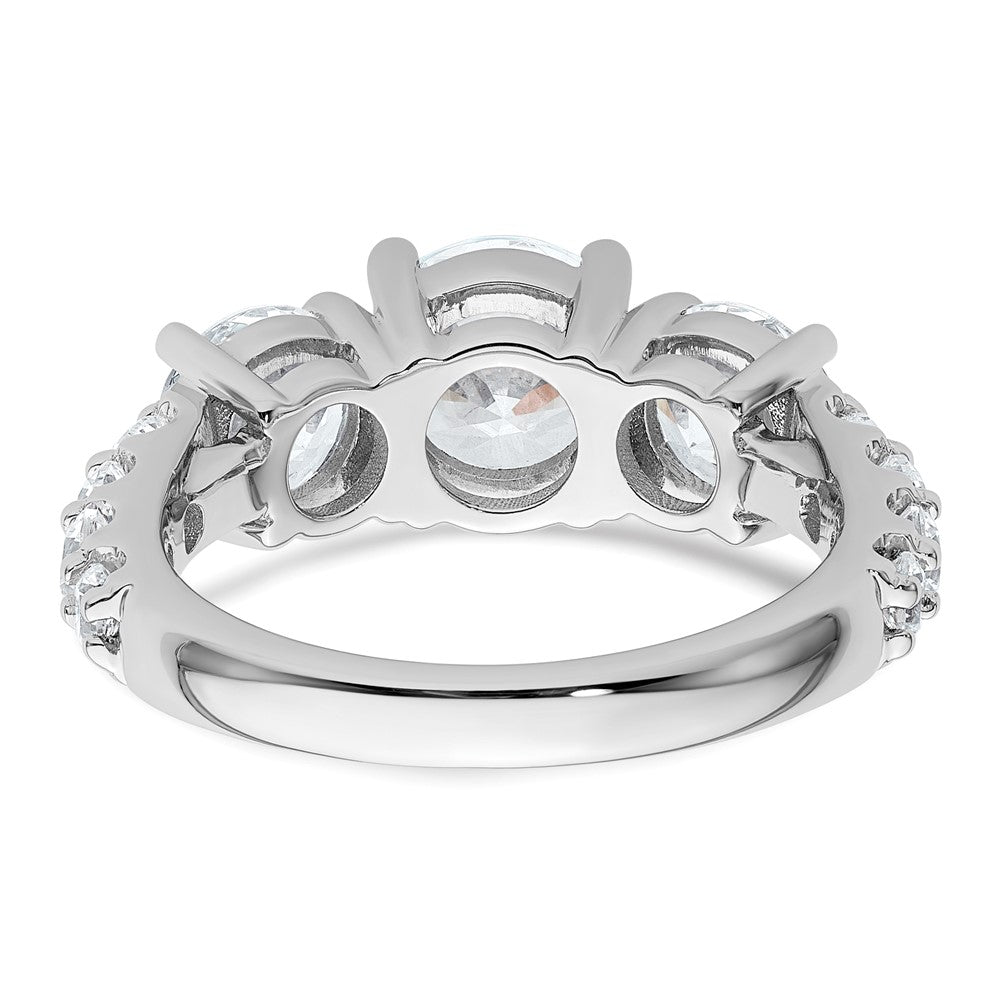 14K White Gold 4 carat Lab Grown Diamond VS/SI+ G+ Round Complete Three Stone Engagement Ring