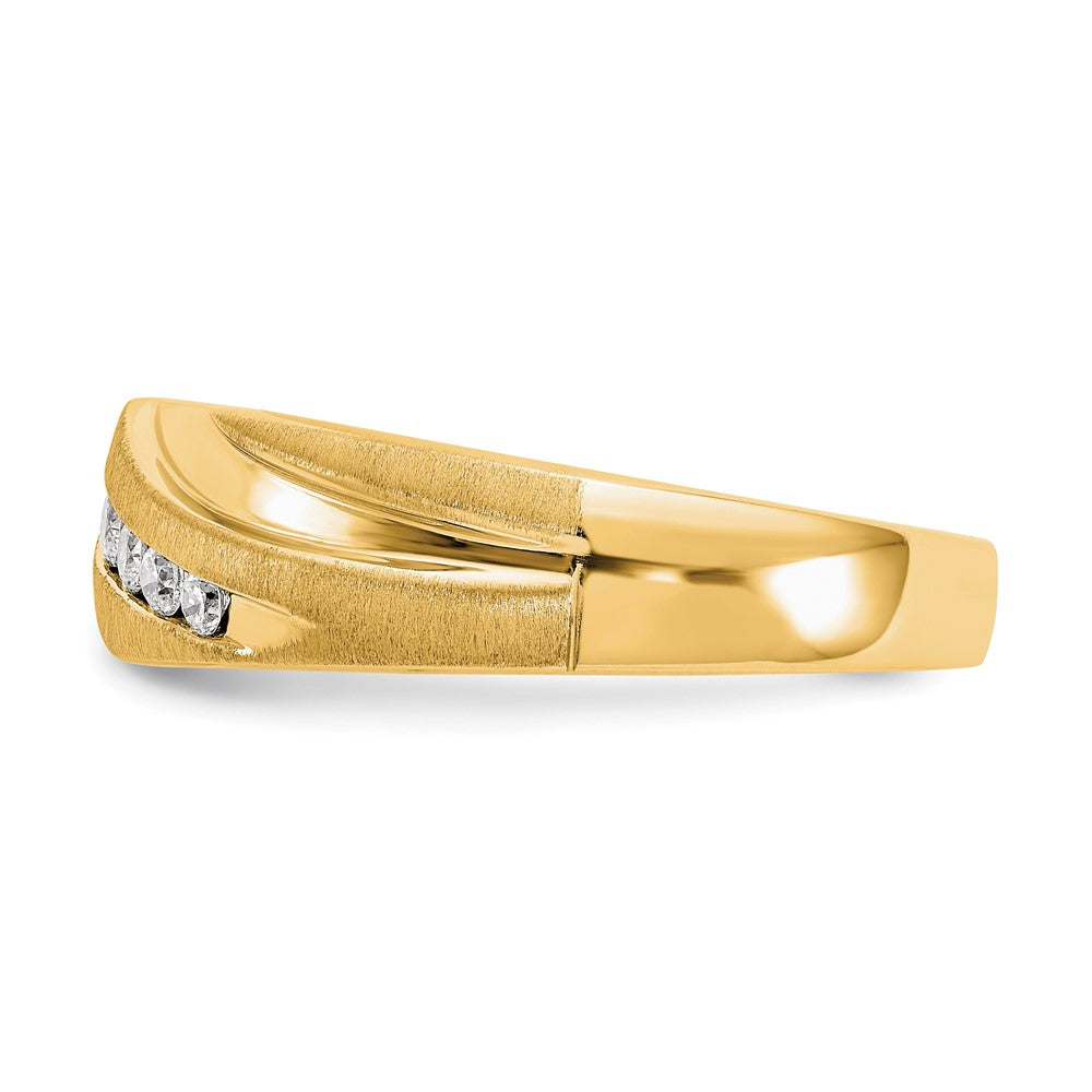 True Origin 14K Yellow Gold Men's 1/4 carat Lab Grown Diamond VS+ F+ Complete Brushed and Polished Wedding Band Ring