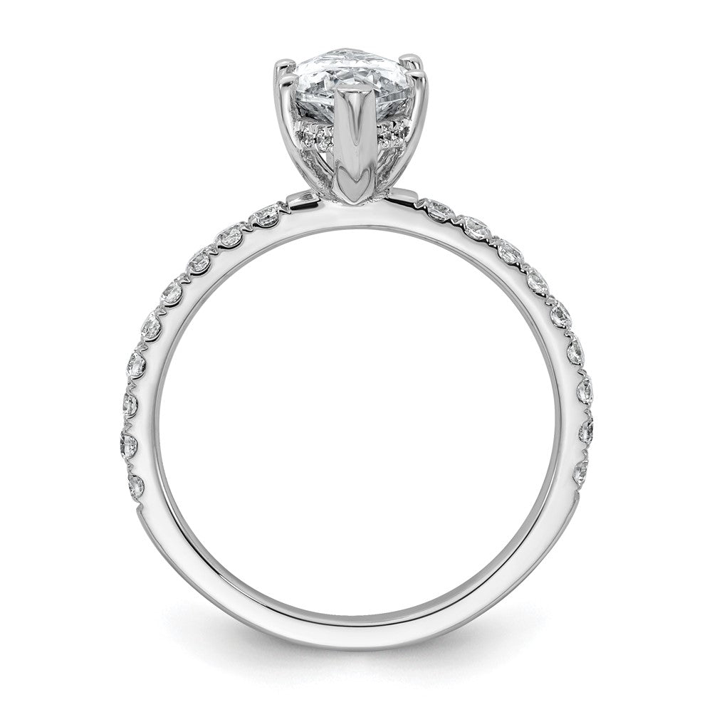 14K White Gold 2 5/8 carat Certified Lab Grown Diamond VS+ F+ Marquise Complete Solitaire with Flair Engagement Ring