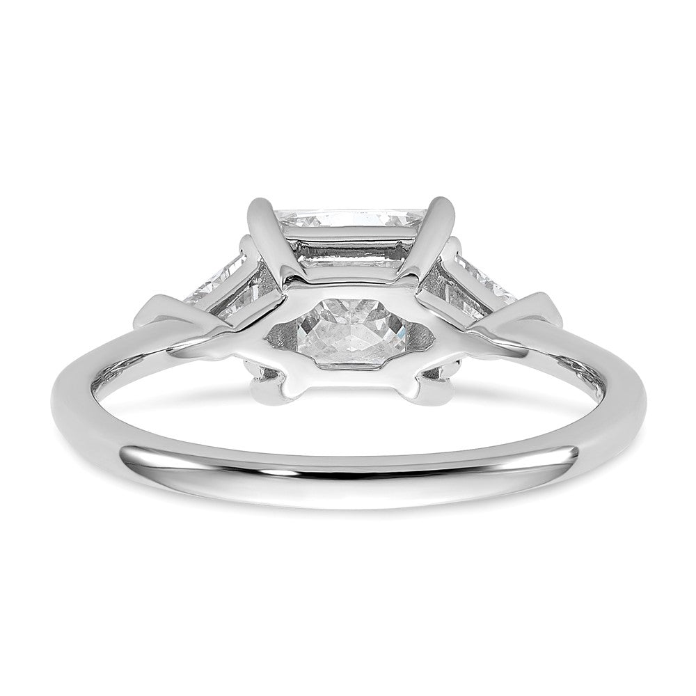 14K White Gold 1/2 carat Lab Grown Diamond VS/SI+ G+ Trillion and 1 1/2 carat Princess Center Semi Mount Three Stone Engagement Ring
