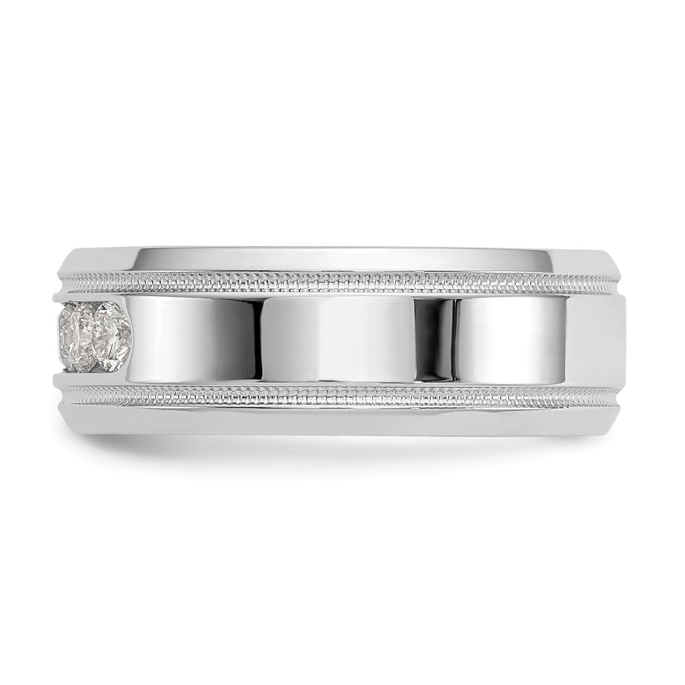 True Origin 14K White Gold 1/2 carat Lab Grown Diamond VS+ F+ Size 10 Complete Bevel Miligrain Wedding Band Ring