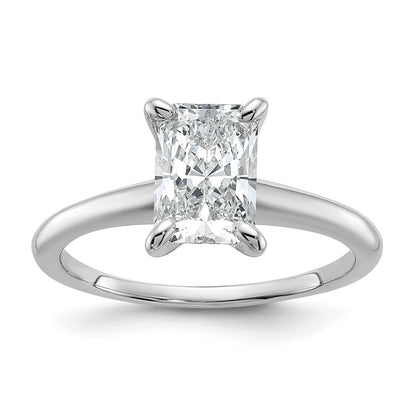 14K White Gold 1 1/2 carat Lab Grown Diamond VS+ F+ Radiant Solitaire Complete Engagement Ring