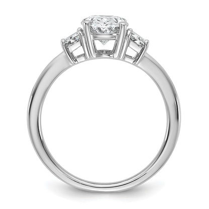 14K White Gold 2 carat Certified Lab Grown Diamond VS+ F+ Oval and Trapezoid Complete Three Stone Engagement Ring