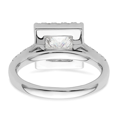 14K White Gold Halo Plus (Holds 1.5 carat (6.3mm) Princess Center) 3/4 carat Diamond Semi-Mount Engagement Ring
